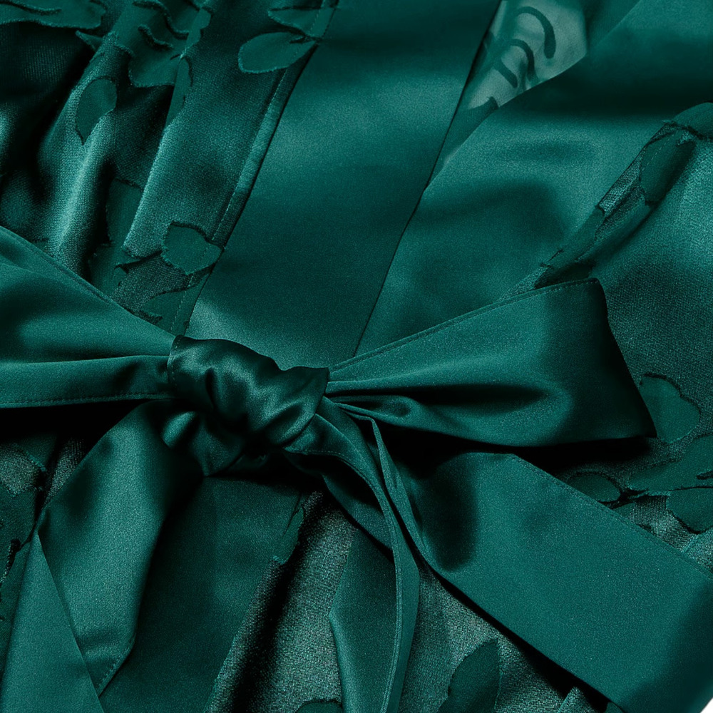 Victoria's Secret Emerald Satin Floral Robe - Picture 3 of 7